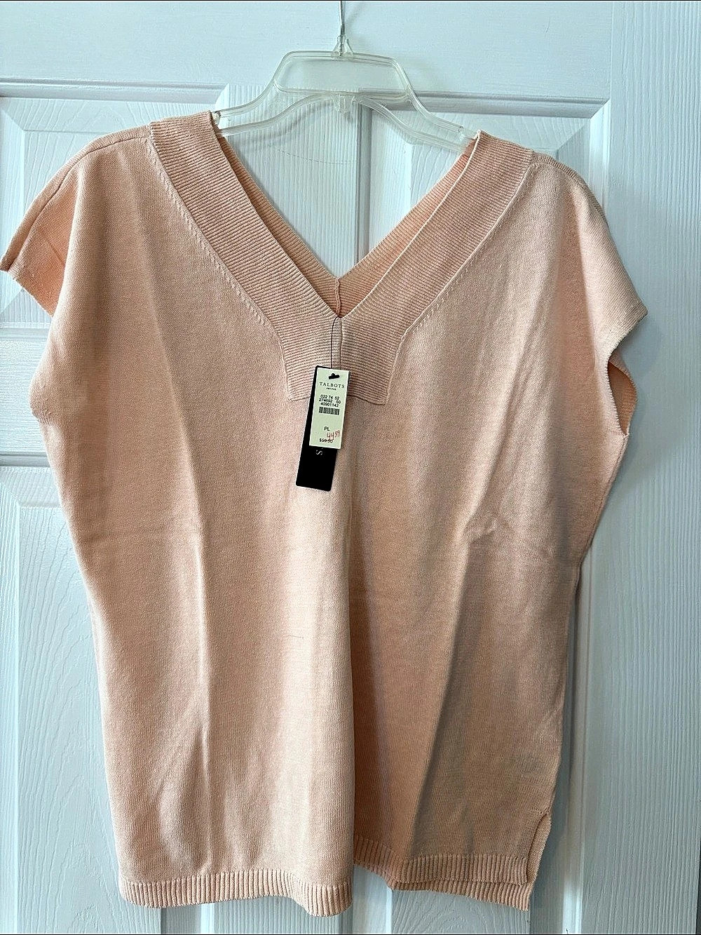 Talbots Linen Cotton V-Neck Tunic in Pink PL NWT
